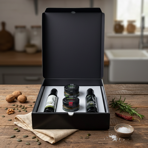Öl-Geschenkbox klein mit 2x Genusskernen